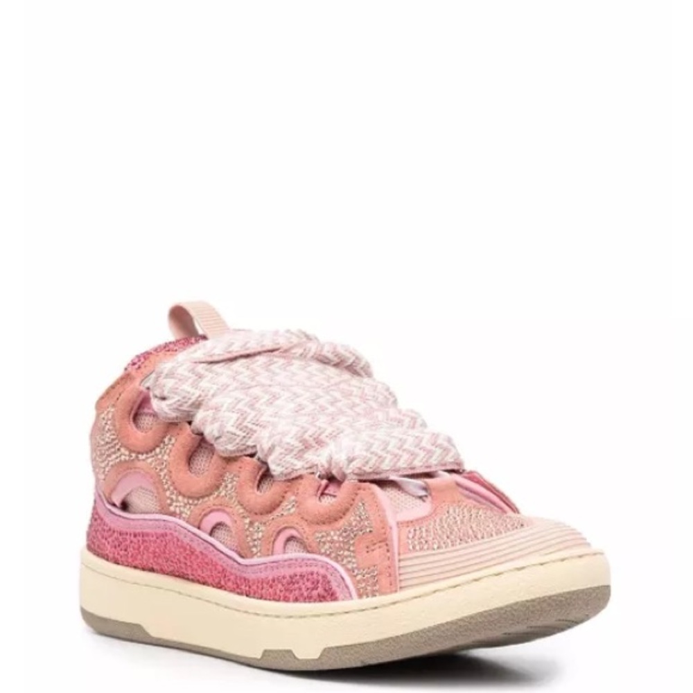 Lanvin Women's Pink crystal-embellished panelled sneakers